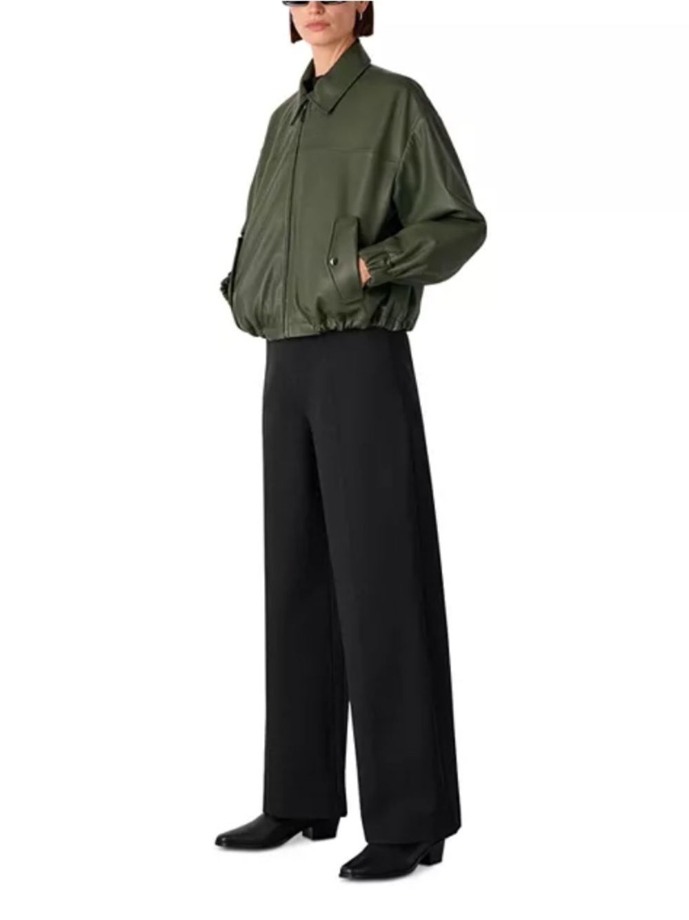 Whistles Wide Leg Ponte Knit Crisp, Tailored Trouser Size 12 Black